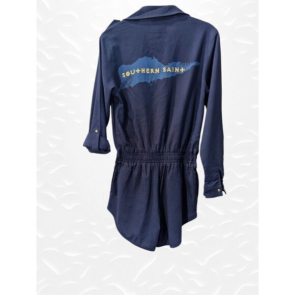 Southern Saint Blue Collar adjustable arm length romper  Sz S - Picture 6 of 9